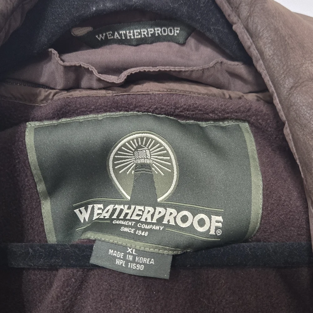 Weatherproof Faux Suede Jacket Brown XL Men’s Vintage Quilted Lining Fleece Coat - Picture 9 of 14